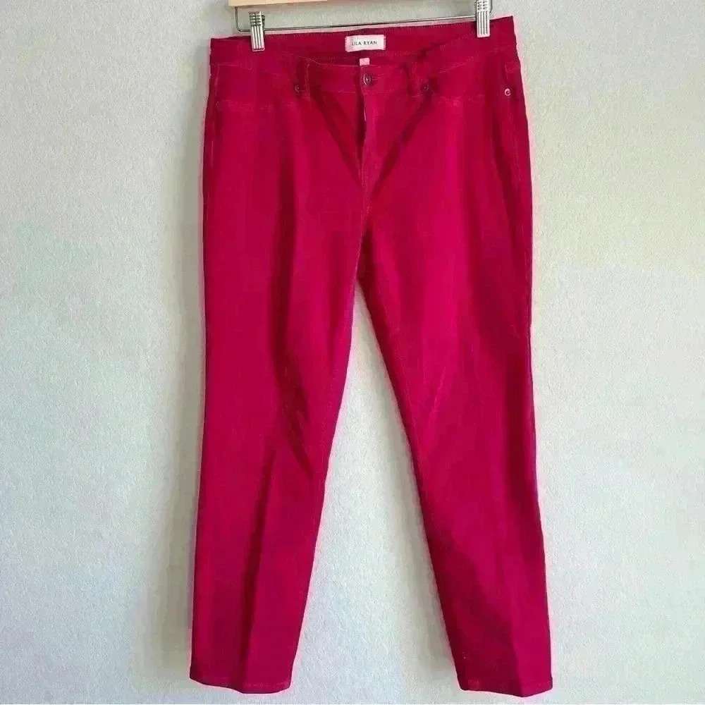 Lila Ryan Crop Jeans Women's Size 31 Solid Cuffed Berry Pink Barbie Core Capsule